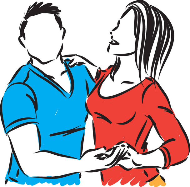couple 1 dancers man and woman vector illustration - Vettoriali, immagini