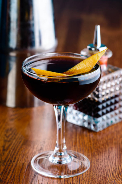 black velvet cocktail close up on the bar, Space for text - Foto, imagen