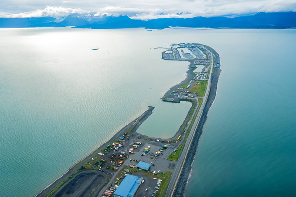 Aerial photography view of the Homer Spit, in Homer Alaska - Photo, Image