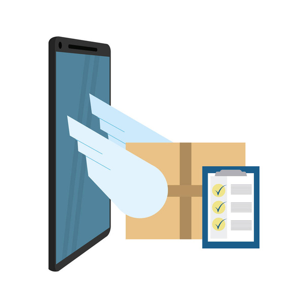 Online delivery and logistics with smartphone concept vector illustration graphic design - Vector, Image