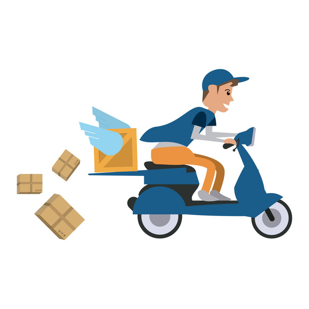 Consegna veloce e logistica in scooter grafica vettoriale illustrazione
 - Vettoriali, immagini