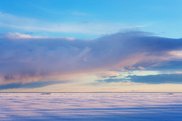 landscape on the frozen sea in the evening - Photo, image