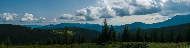Panorama of high mountains with clouds at summer  - Fotó, kép