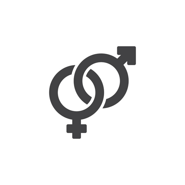 Heterosexual gender symbol icon vector, male and female flat sign, solid pictogram isolated on white. Logo illustration - Vetor, Imagem