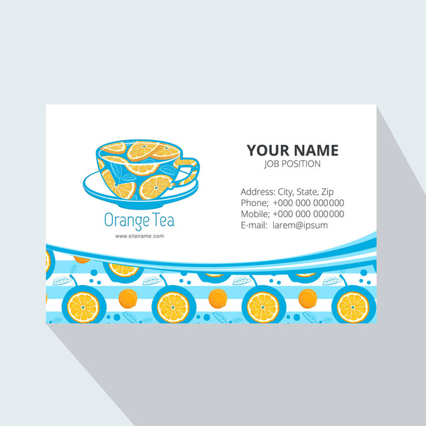 creative business card  template with oranges, vector illustration - ベクター画像