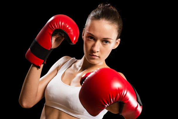 portrait of a woman boxer - Фото, изображение