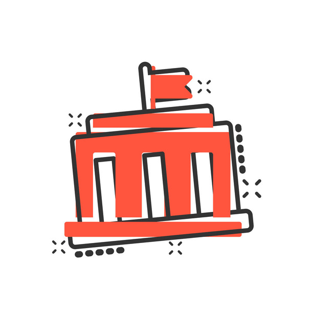 Bank building icon in comic style. Government architecture vector cartoon illustration pictogram. Museum exterior business concept splash effect. - Vector, Image