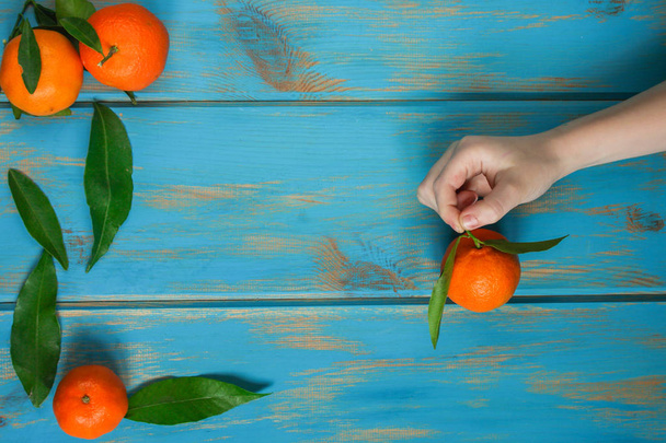 Mandarinen - frische, saftige Zitrusfrüchte (Clementine). oben - Foto, Bild