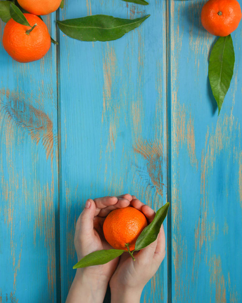 mandarinas frescas y jugosas frutas cítricas (clementina). Parte superior
 - Foto, imagen