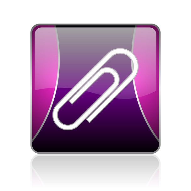 paper clip violet square web glossy icon - Fotoğraf, Görsel