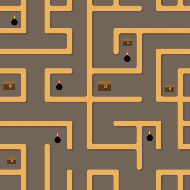 Un labyrinthe infranchissable avec trésors et pièges
. - Vecteur, image