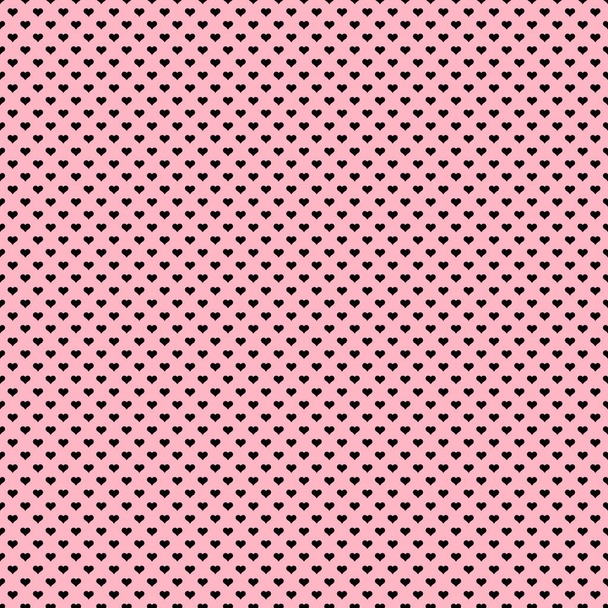 Naadloze patroon van kleine zwarte hart op roze achtergrond. - Foto, afbeelding