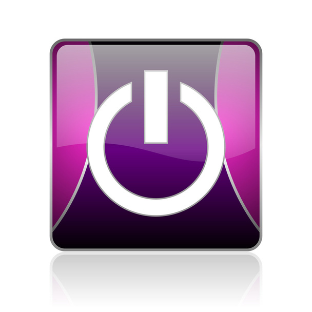 power violet square web glossy icon - Foto, Imagem