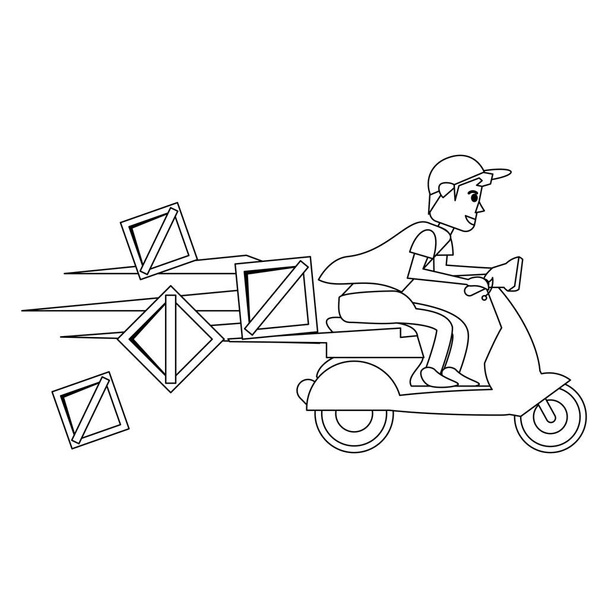 Fast delivery and logistics in scooter vector illustration graphic design - Vector, Image