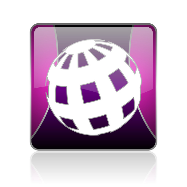 ikona lesklý fialový čtvereček web Earth - Fotografie, Obrázek