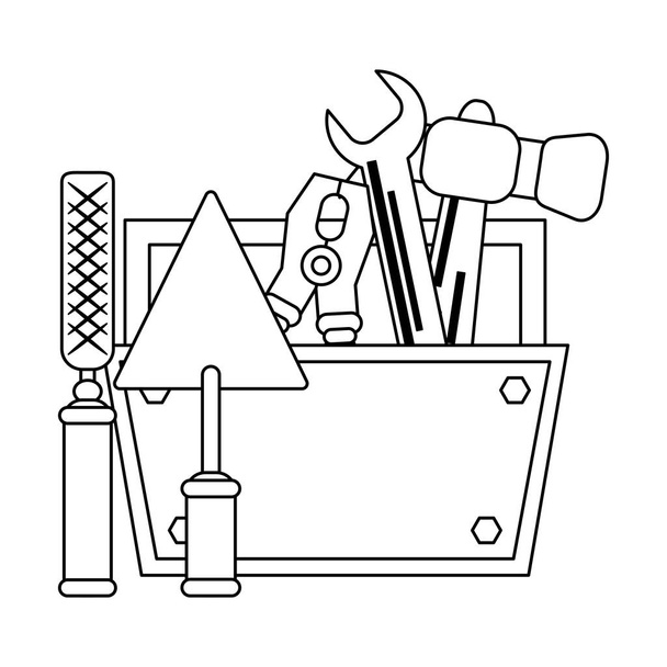 Herramientas y elementos de construcción blanco y negro
 - Vector, imagen