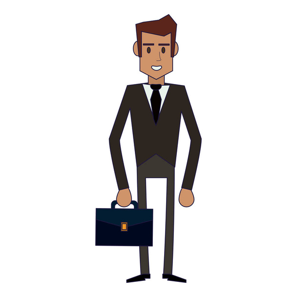 businessman with briefcase cartoon vector illustration graphic design - Vektör, Görsel
