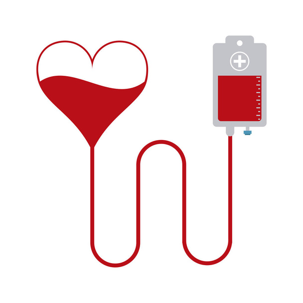 Bolsa de donación de sangre y diseño gráfico de ilustración vectorial en forma de corazón
 - Vector, imagen