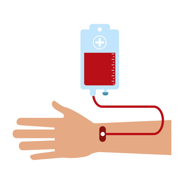 Bloed donatie tas overbrengen aan de hand van vector illustratie grafisch ontwerp - Vector, afbeelding