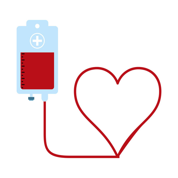 Saco de doação de sangue e design gráfico de ilustração vetorial em forma de coração
 - Vetor, Imagem