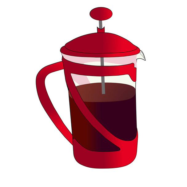 Buena tetera roja para el té
 - Vector, Imagen