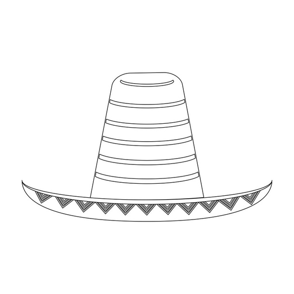 meksikolainen hattu symboli sarjakuva mustavalkoinen
 - Vektori, kuva