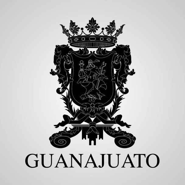 Guanajuato arması, silüeti. Meksika devlet. Vektör çizim - Vektör, Görsel