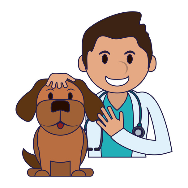 Veterinaire met hond huisdier vector illustratie grafisch ontwerp - Vector, afbeelding