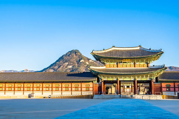 Beautiful architecture building Gyeongbokgung palace in Seoul South Korea - Photo, Image