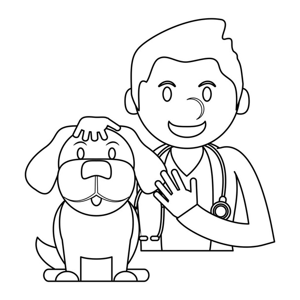Vétérinaire avec chien animal vecteur illustration conception graphique
 - Vecteur, image