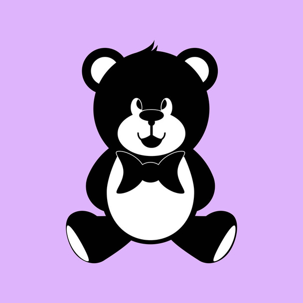 Simple image of a toy bear with a bow - Vector, afbeelding