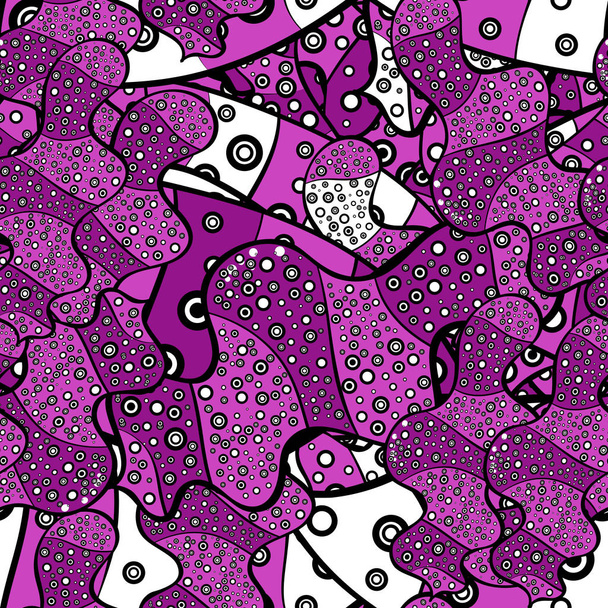 Doodles negro, púrpura y rosa en colores. Patrón abstracto para papel de envolver Ilustración vectorial. Dibujo sin costura fondo agradable
. - Vector, Imagen