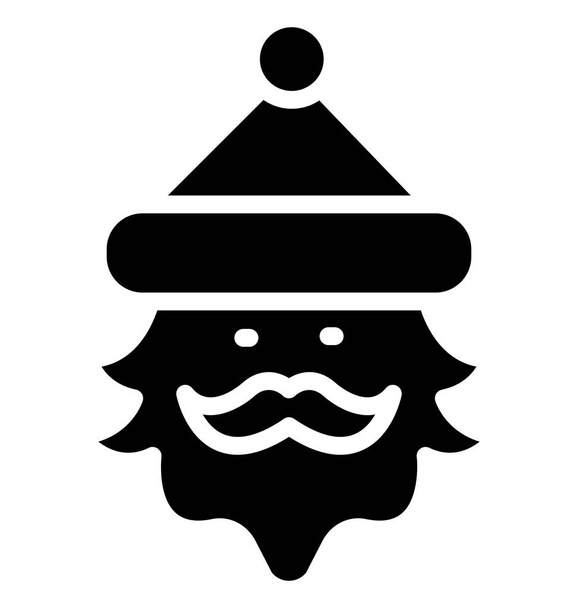 Santa-Gesicht isolierte Vektor-Symbol, das leicht geändert oder in jedem Stil bearbeitet werden kann - Vektor, Bild