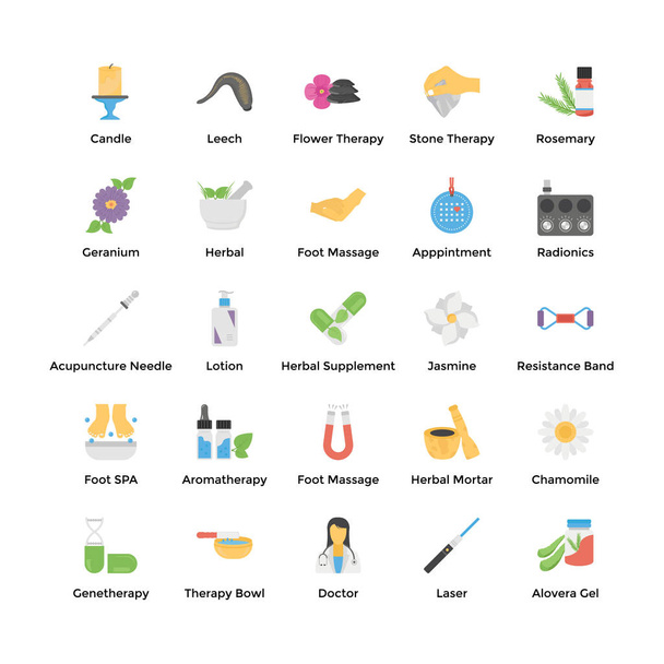 Символы процесса терапии и консультирования плоские иконы
  - Вектор,изображение