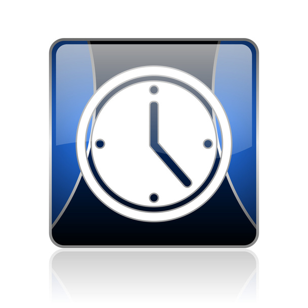 clock blue square web glossy icon - Fotoğraf, Görsel