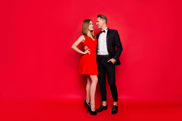 Full length body size portrait of two nice lovely attractive aff - Fotoğraf, Görsel