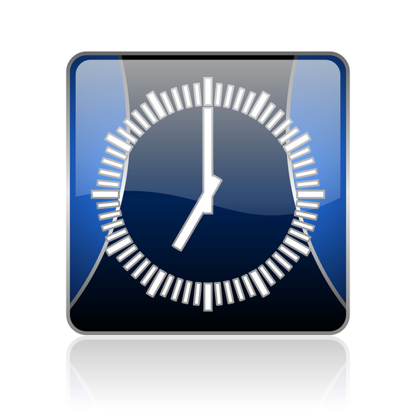 clock blue square web glossy icon - Foto, immagini