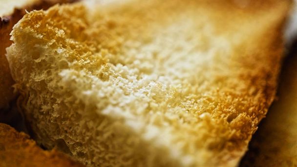 Fried bread, toast for breakfast. Macro, close up - Foto, afbeelding