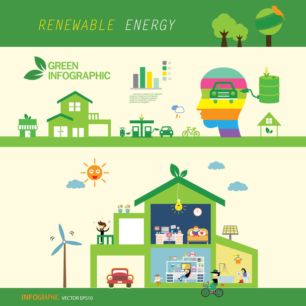 bio green ecology and infographic icons - Vettoriali, immagini