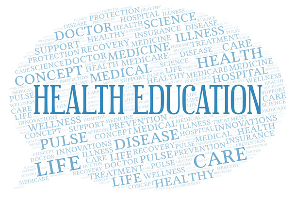 Educação em Saúde nuvem de palavras. Wordcloud feito apenas com texto
. - Foto, Imagem