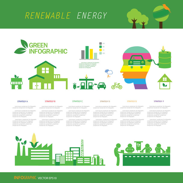 bio green ecology and infographic icons - Vektor, obrázek