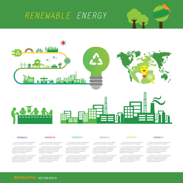Bio-grüne Ökologie und Infografik-Symbole - Vektor, Bild