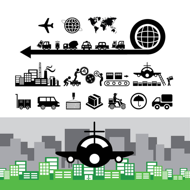 iconos de exportación industriales y logísticos aislados sobre fondo blanco
 - Vector, Imagen