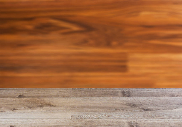 Background with empty wooden table. Flooring Texture of timbered board. Closeup. - Foto, Imagem