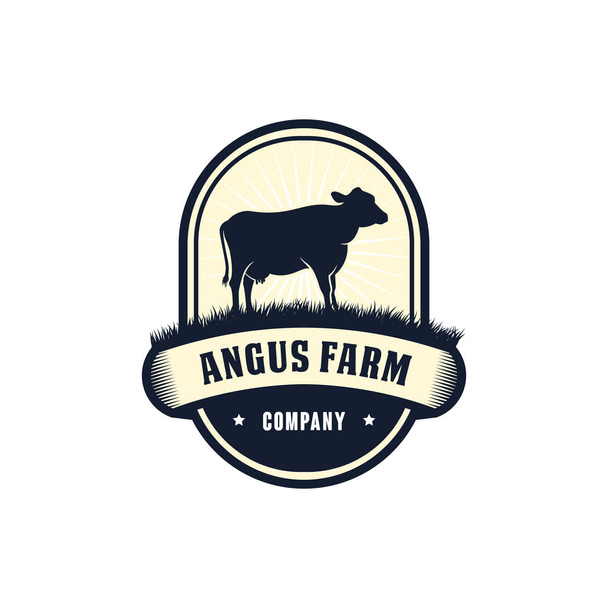 fekete angus logo design sablon. Cow farm logo tervezés. tehén vektoros illusztráció - Vektor, kép