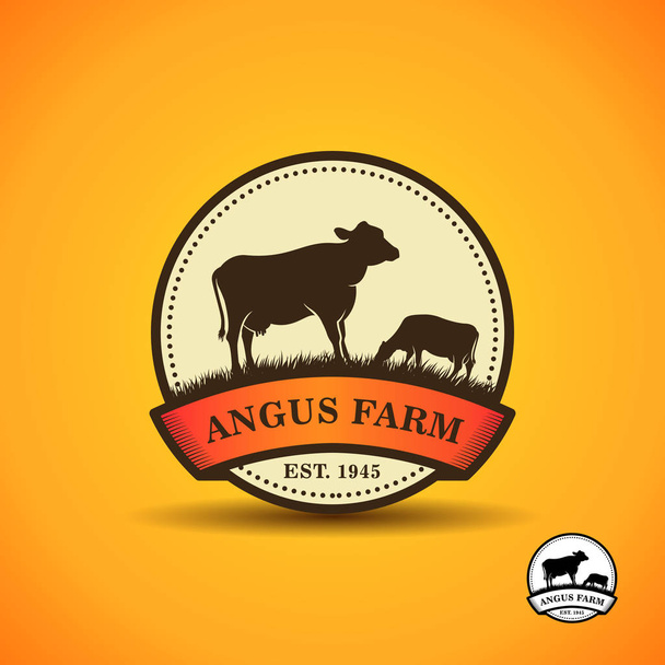 szablon projektu logo Black angus. projektowanie logo farmy krów. ilustracja wektorowa krowa - Wektor, obraz