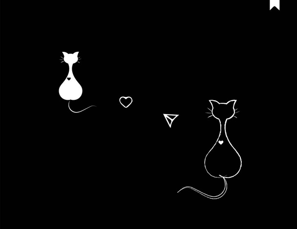 Любовное послание между белыми кошками
 - Вектор,изображение