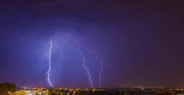 Large Lightning Strike from cloud to ground in Johannesburg South Africa - Photo, Image