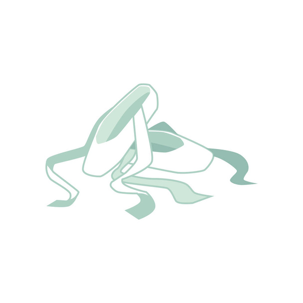 Vector ballet pointe shoes green icon with bow - Vector, Image