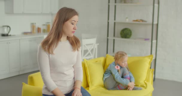 Conflict between mother and little girl at home - Záběry, video